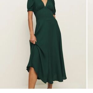 Reformation Forest Green Midi Dress